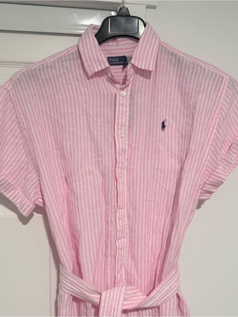 Polo by Ralph Lauren Pink and White Striped Shirt Dress - Picture 7 of 13
